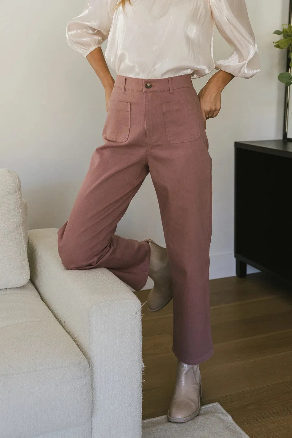 Magnolia Straight Leg Pants in Mauve - FINAL SALE sold by bohme