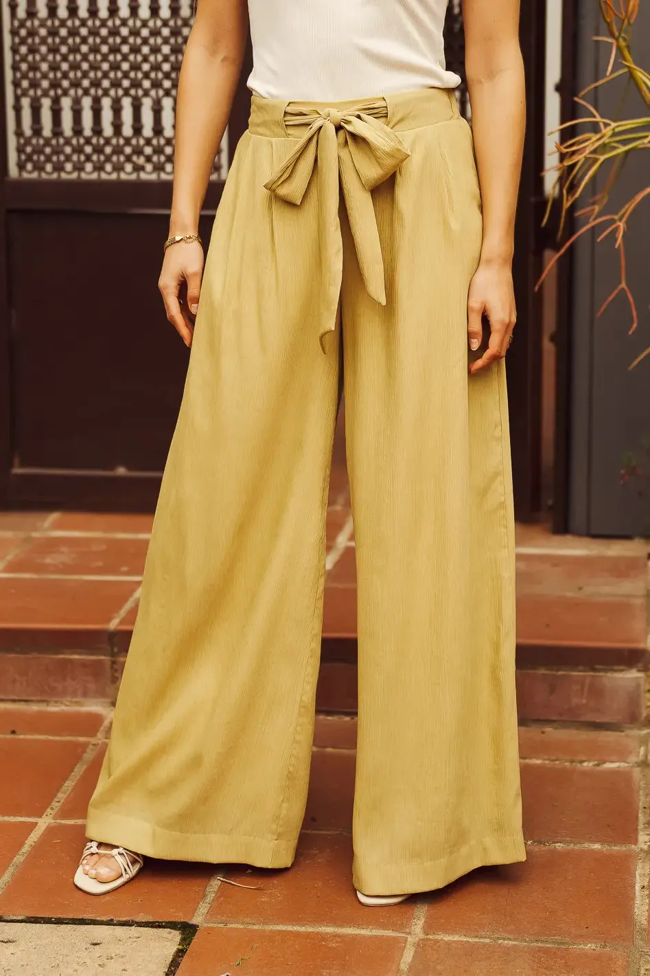Brecken Wide Leg Pants in Green - FINAL SALE sold by bohme