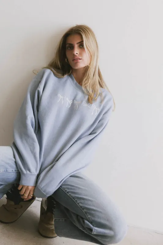 Pretty Bows Crewneck in Blue - FINAL SALE sold by bohme