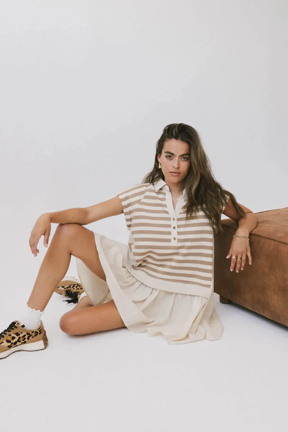 Evan Collared Mini Dress in Taupe - FINAL SALE sold by bohme product image thumbnail 2