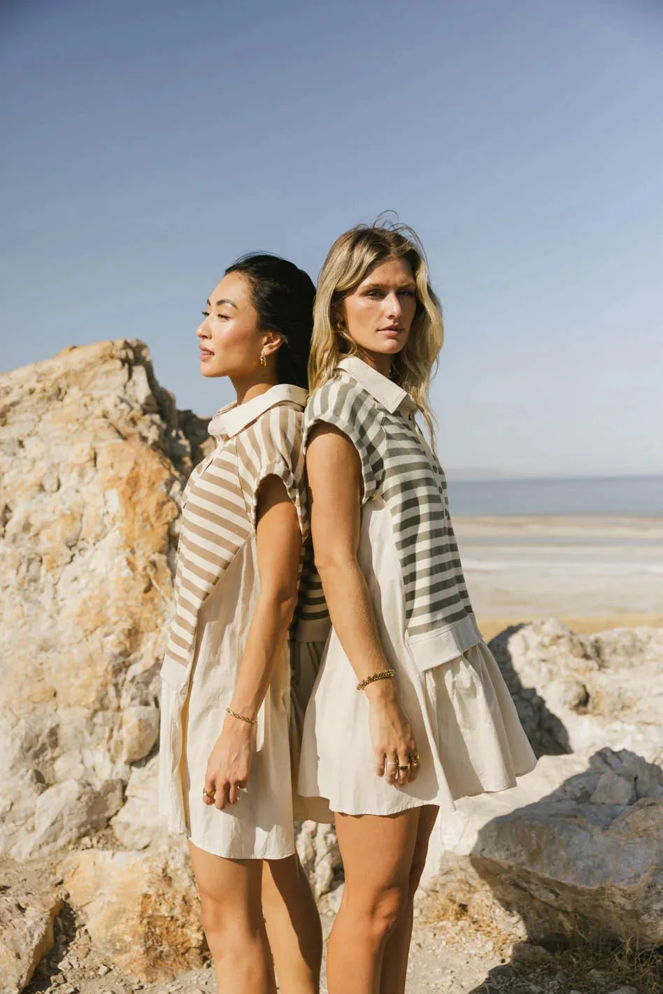 Evan Collared Mini Dress in Taupe - FINAL SALE sold by bohme product image thumbnail 5