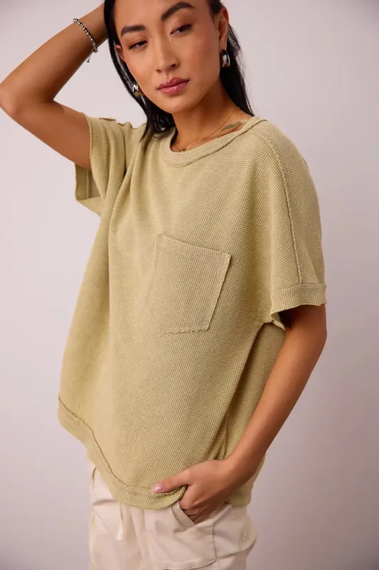 Ariella Waffle Knit Top in Sage - FINAL SALE sold by bohme