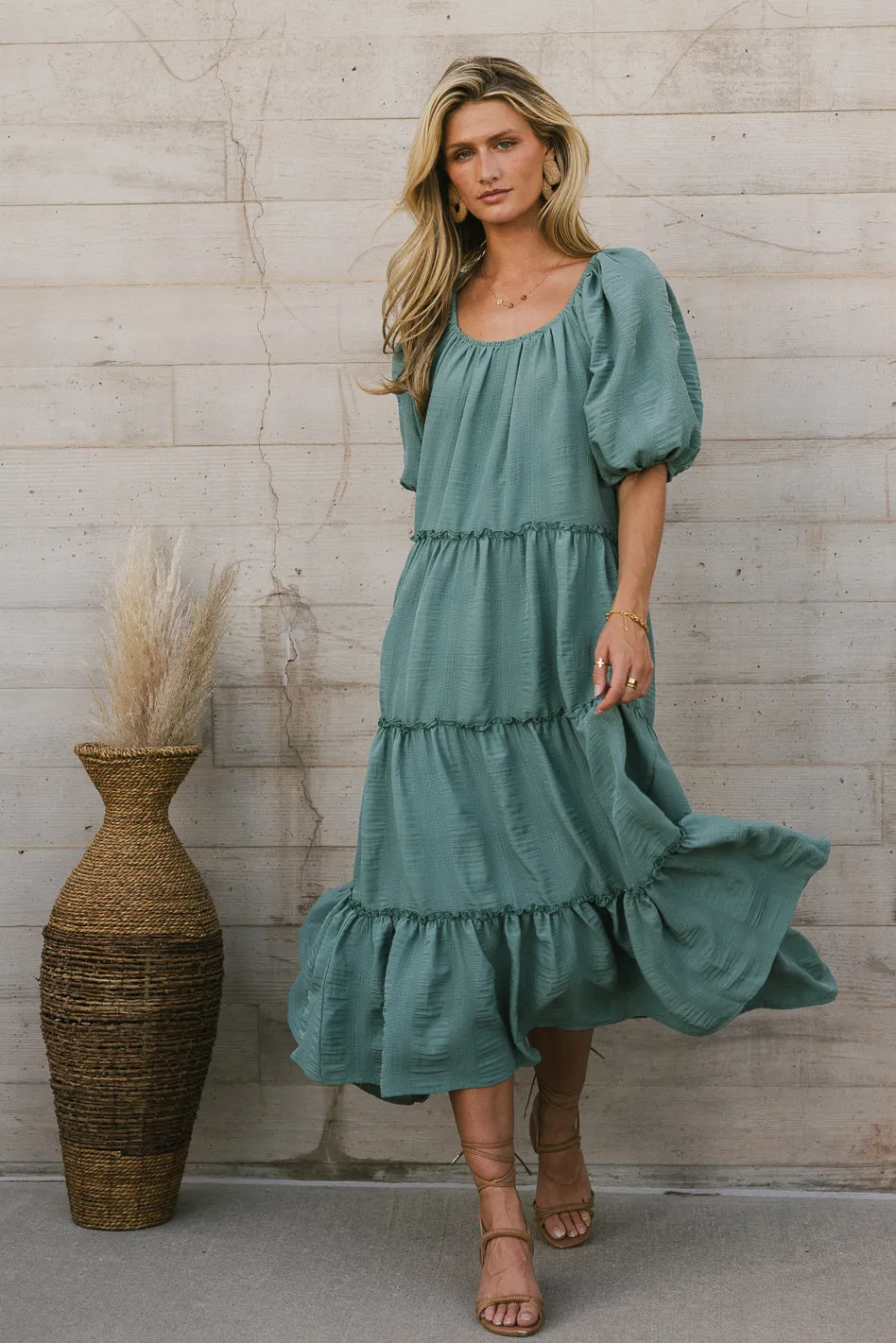 Corinne Tiered Maxi Dress in Blue - FINAL SALE sold by bohme product image thumbnail 3