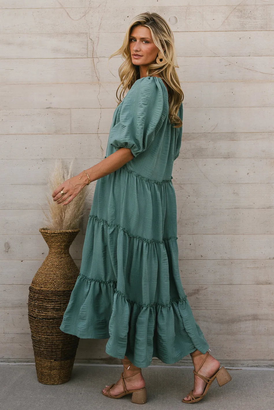 Corinne Tiered Maxi Dress in Blue - FINAL SALE sold by bohme product image thumbnail 4