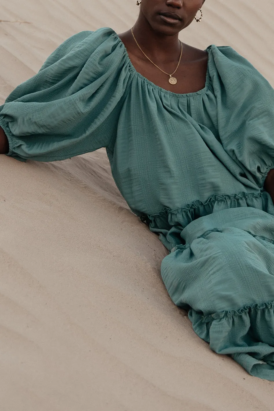 Corinne Tiered Maxi Dress in Blue - FINAL SALE sold by bohme