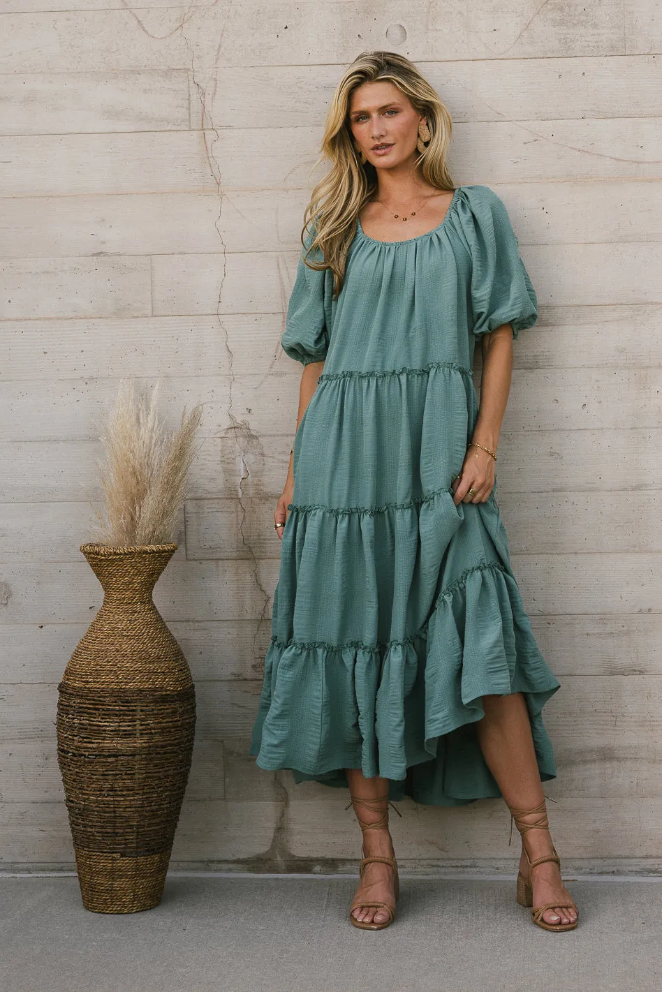 Corinne Tiered Maxi Dress in Blue - FINAL SALE sold by bohme product image thumbnail 5