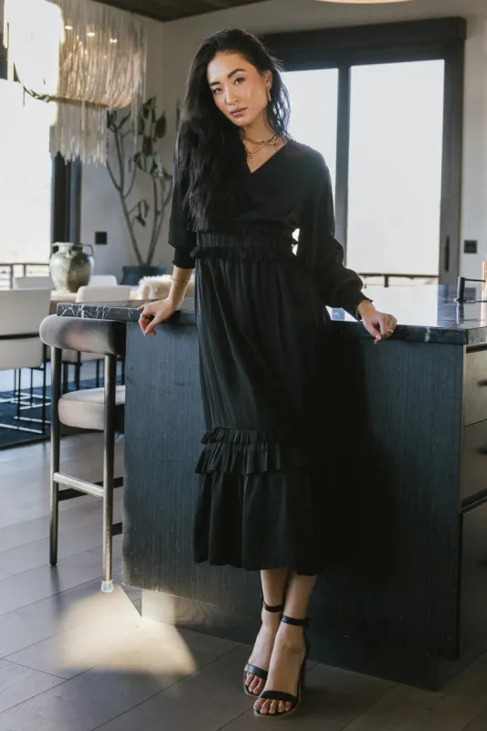 Willa Sleeved Ruffle Dress in Black - FINAL SALE sold by bohme