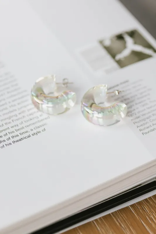 Niklaus Open Hoop Earrings in White - Tarnish Free - FINAL SALE sold by bohme