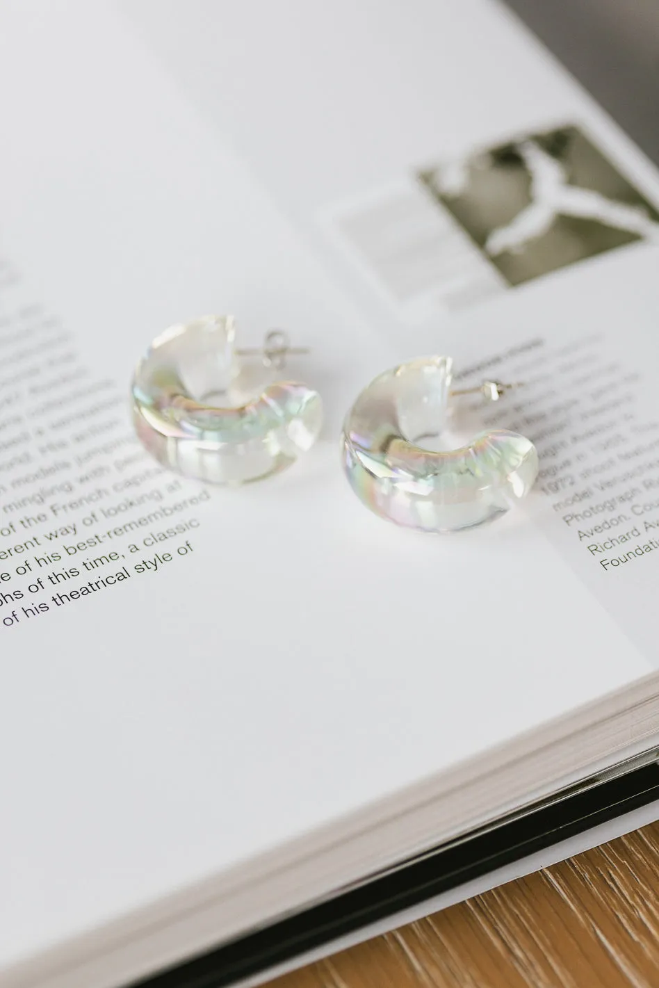 Niklaus Open Hoop Earrings in White - Tarnish Free - FINAL SALE sold by bohme