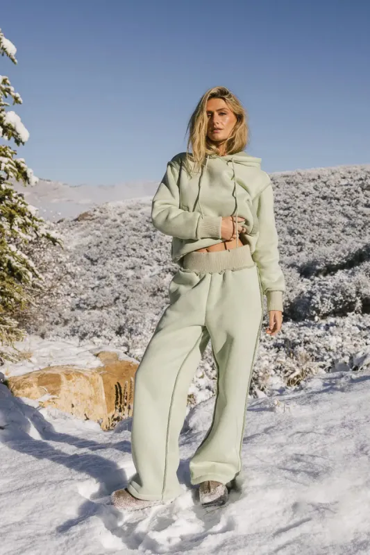 Mattie Faux Shearling Pants in Sage - FINAL SALE sold by bohme