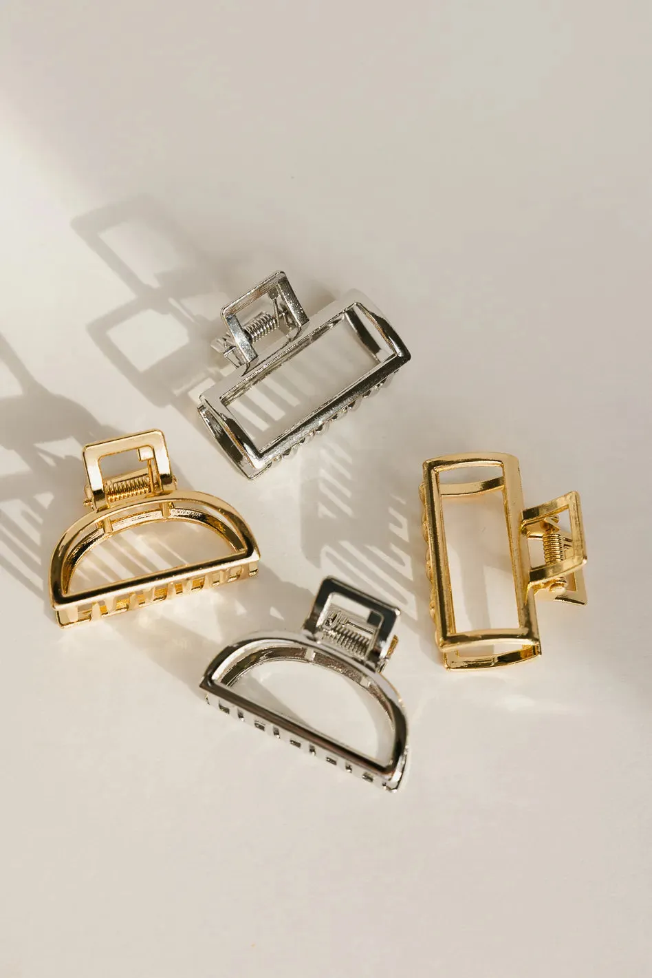 Small Rectangle Claw Clip in Silver sold by bohme