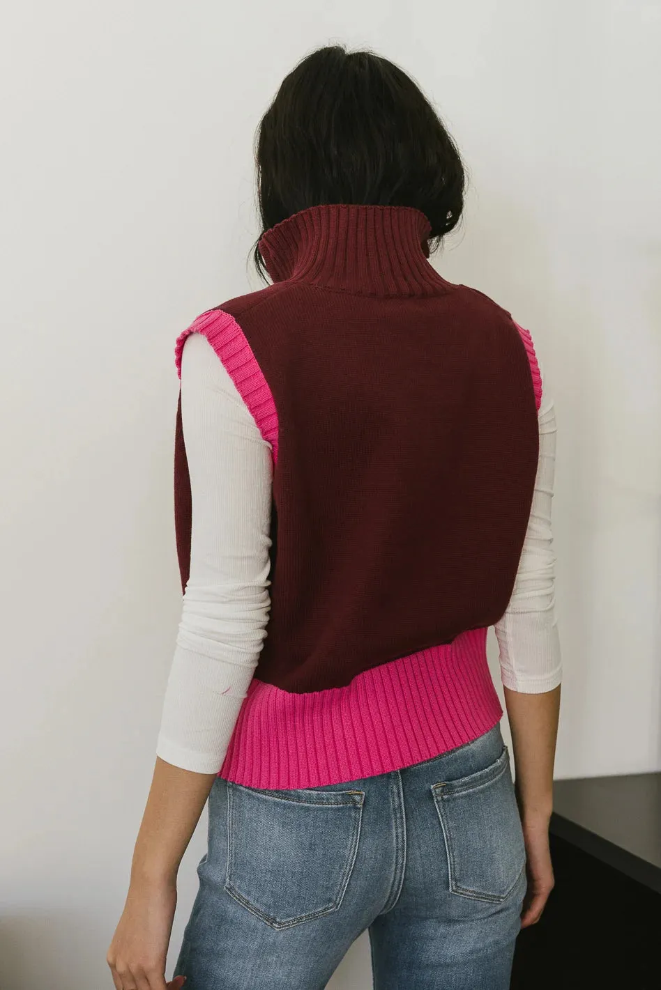 Sophie Colorblock Vest in Maroon sold by bohme product image thumbnail 3