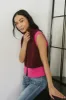 Sophie Colorblock Vest in Maroon sold by bohme