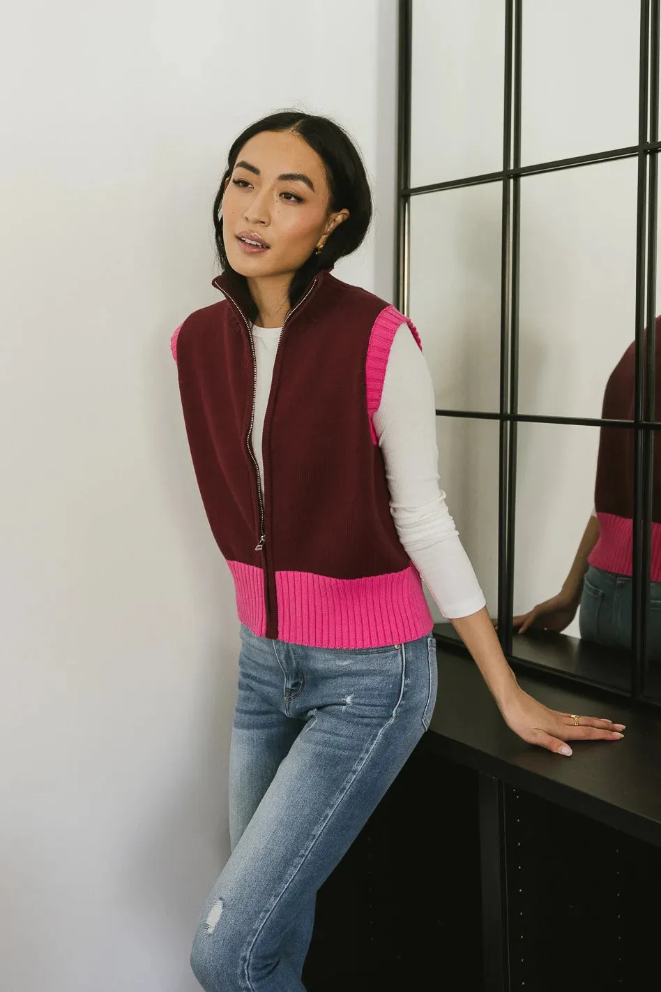 Sophie Colorblock Vest in Maroon sold by bohme product image thumbnail 5