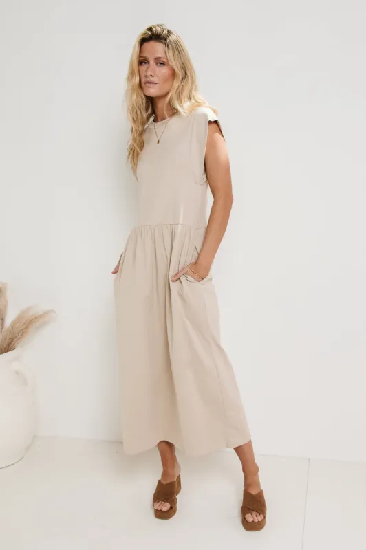Louie Midi Dress in Beige - FINAL SALE sold by bohme