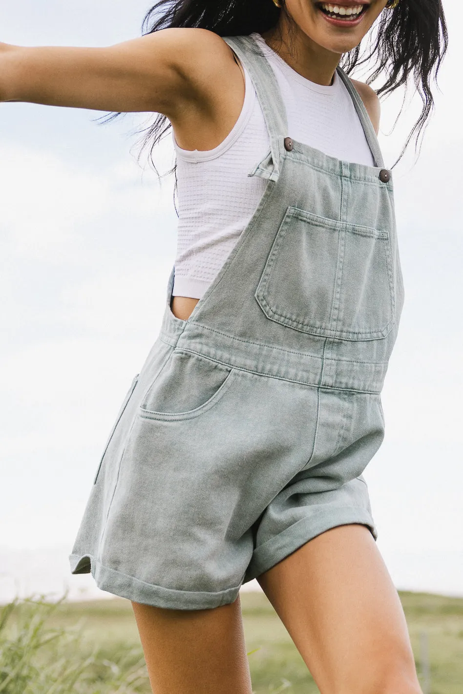 Fawn Shortalls in Light Wash sold by bohme