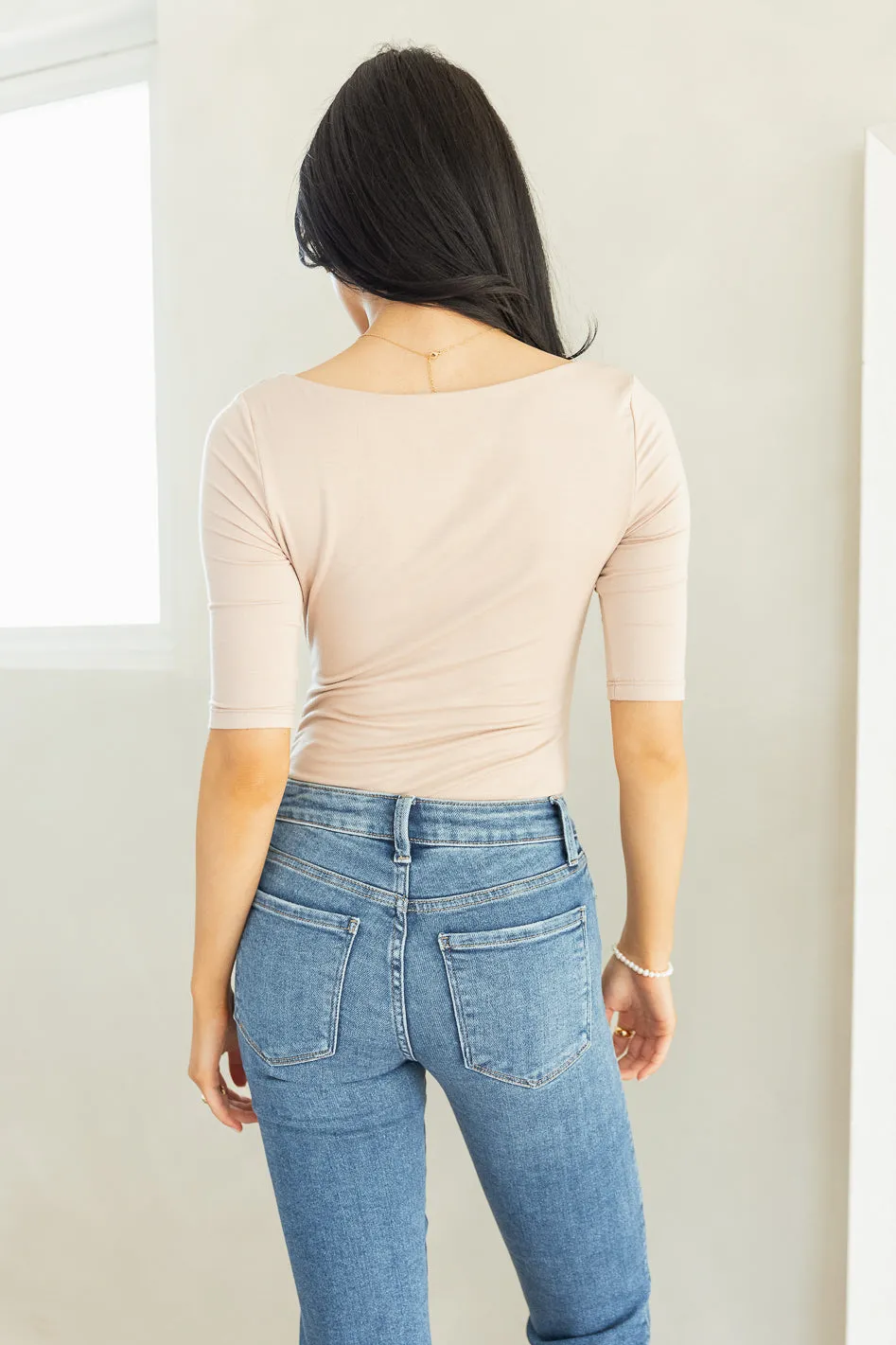 Hadlee Square Neck Bodysuit in Tan - FINAL SALE sold by bohme product image thumbnail 3