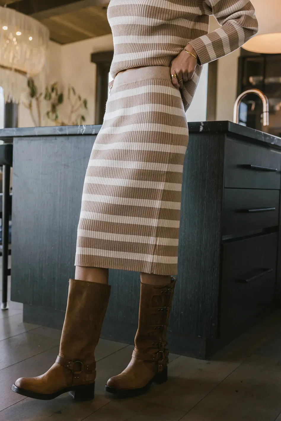 Alani Striped Skirt in Taupe - FINAL SALE sold by bohme product image thumbnail 4