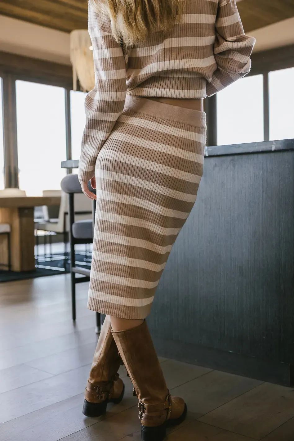 Alani Striped Skirt in Taupe - FINAL SALE sold by bohme product image thumbnail 2