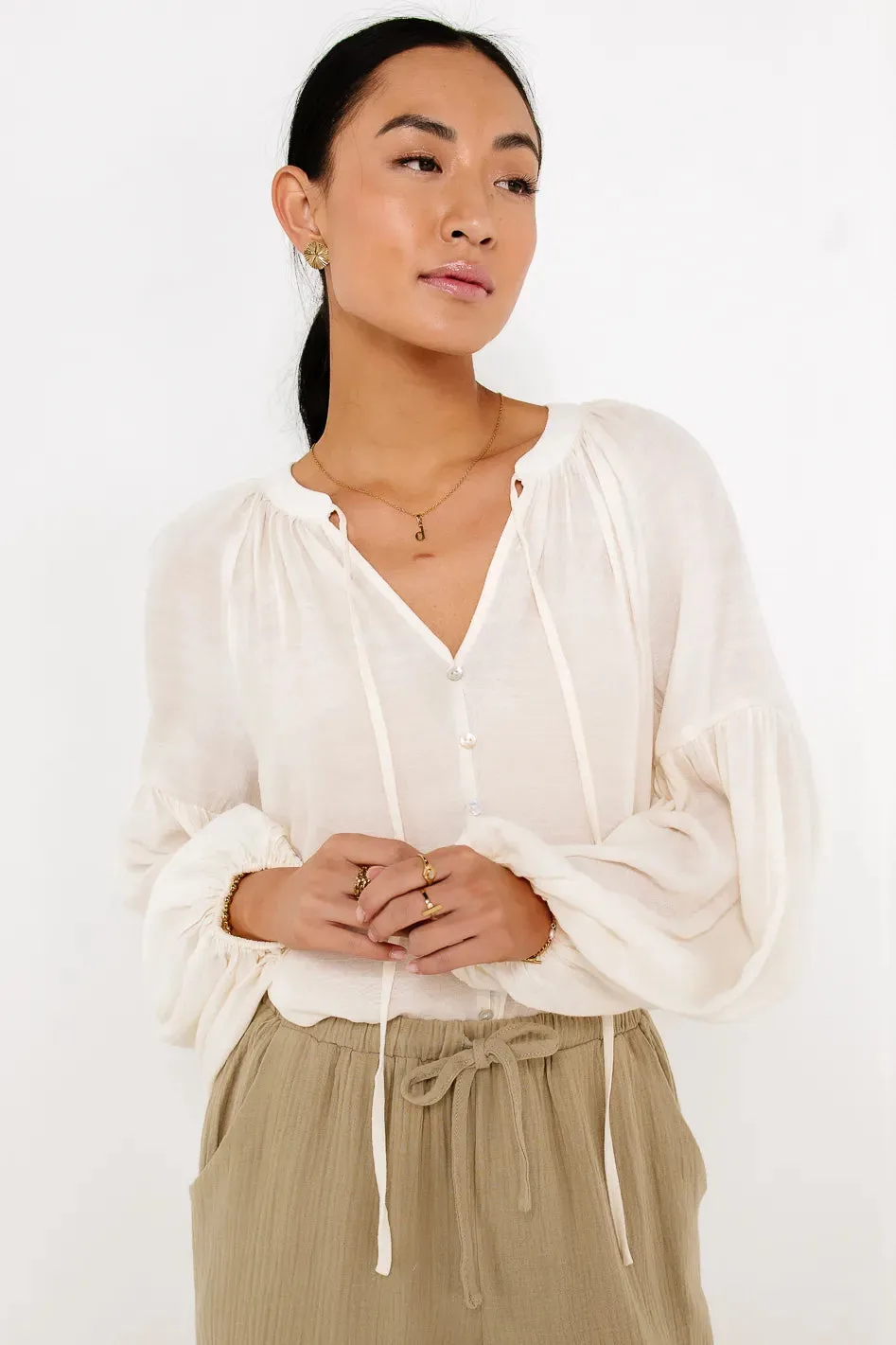 Head In The Clouds Blouse in Ivory - FINAL SALE sold by bohme product image thumbnail 4