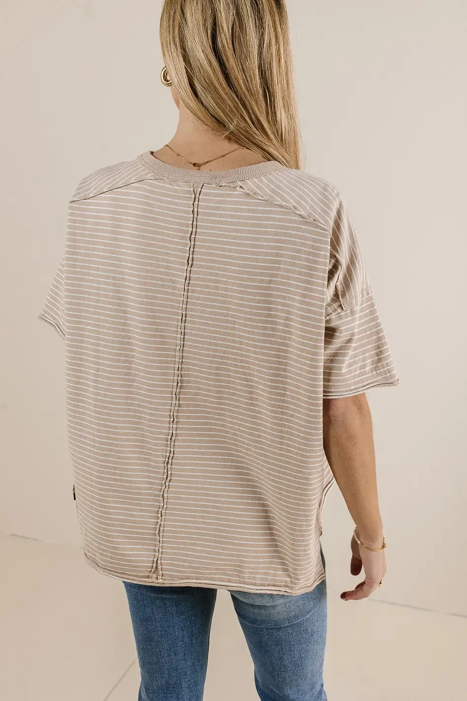 Riley Striped T-Shirt in Beige - FINAL SALE sold by bohme product image thumbnail 3
