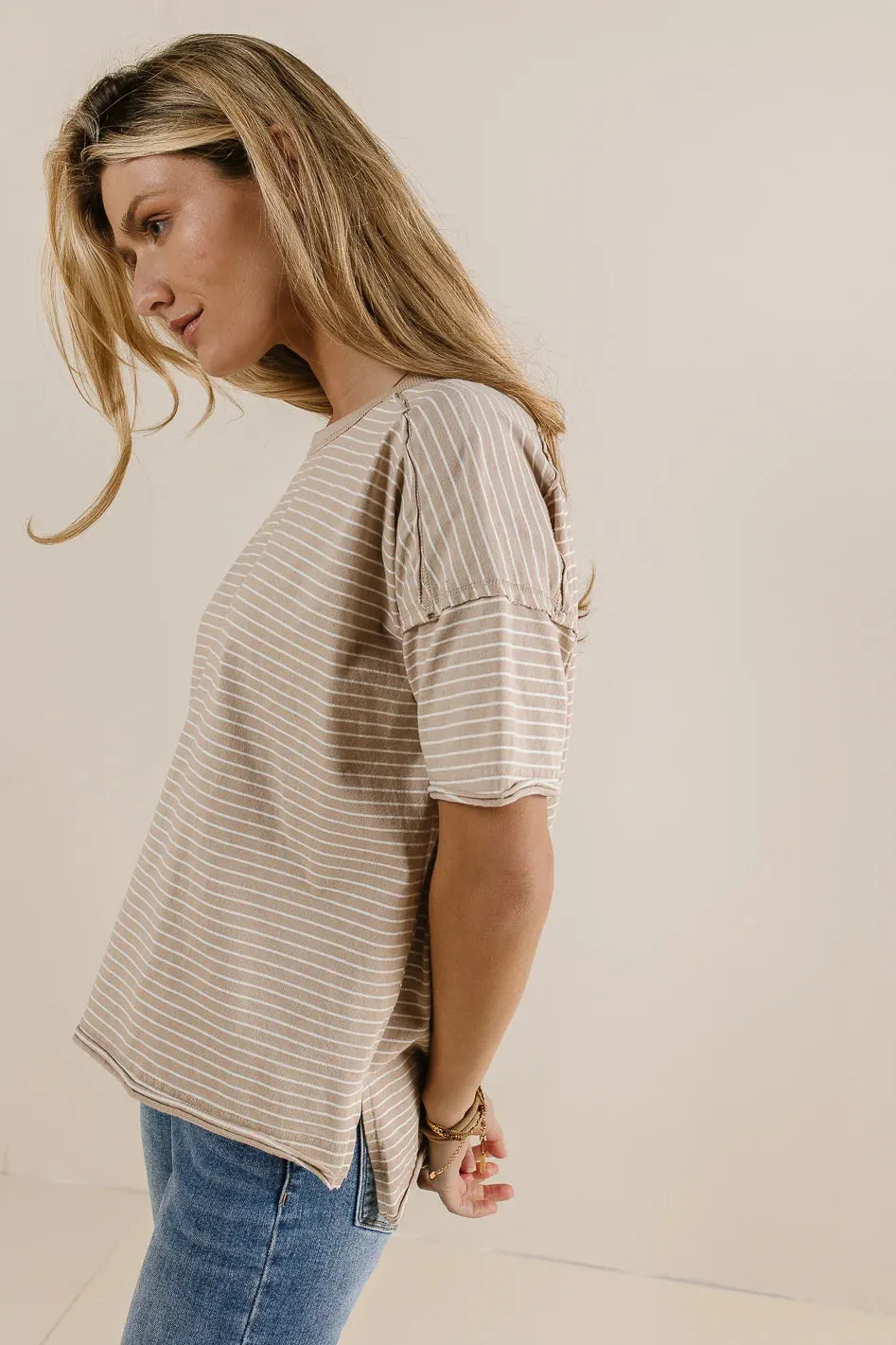 Riley Striped T-Shirt in Beige - FINAL SALE sold by bohme product image thumbnail 2