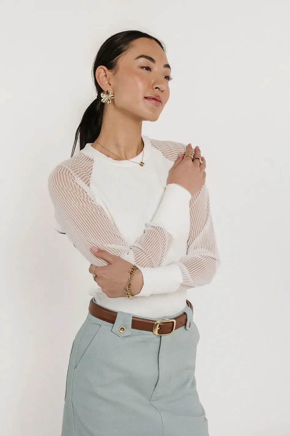 Camden Ribbed Top in White - FINAL SALE sold by bohme product image thumbnail 4