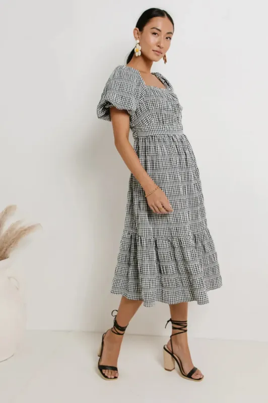 Laney Gingham Dress in Black sold by bohme