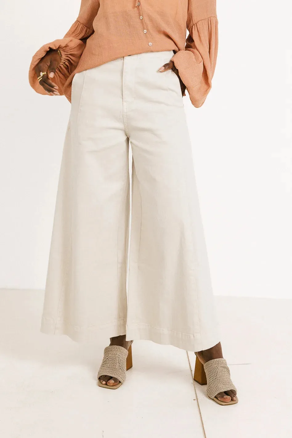 Rue Wide Leg Jeans in Beige - FINAL SALE sold by bohme