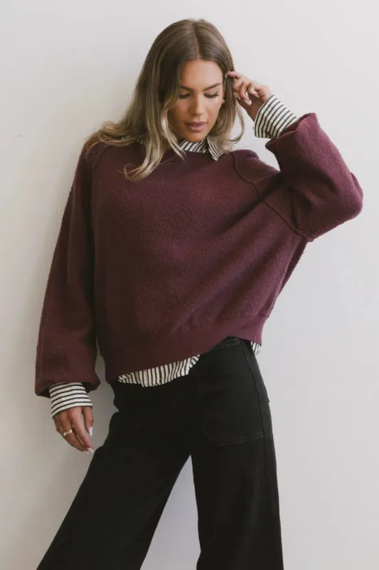 Annaleah Textured Sweatshirt in Burgundy - FINAL SALE sold by bohme