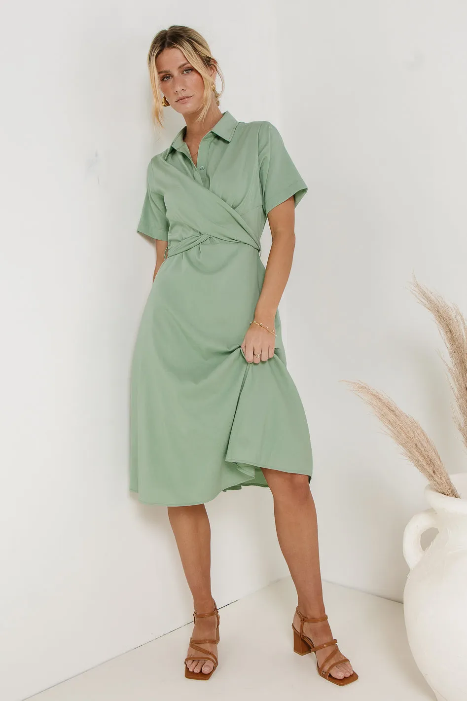 Bennett Collared Dress in Sage - FINAL SALE sold by bohme product image thumbnail 5