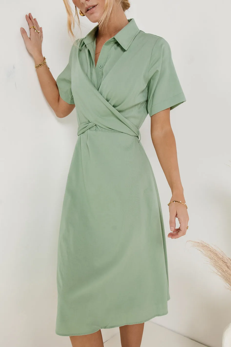Bennett Collared Dress in Sage - FINAL SALE sold by bohme product image thumbnail 3