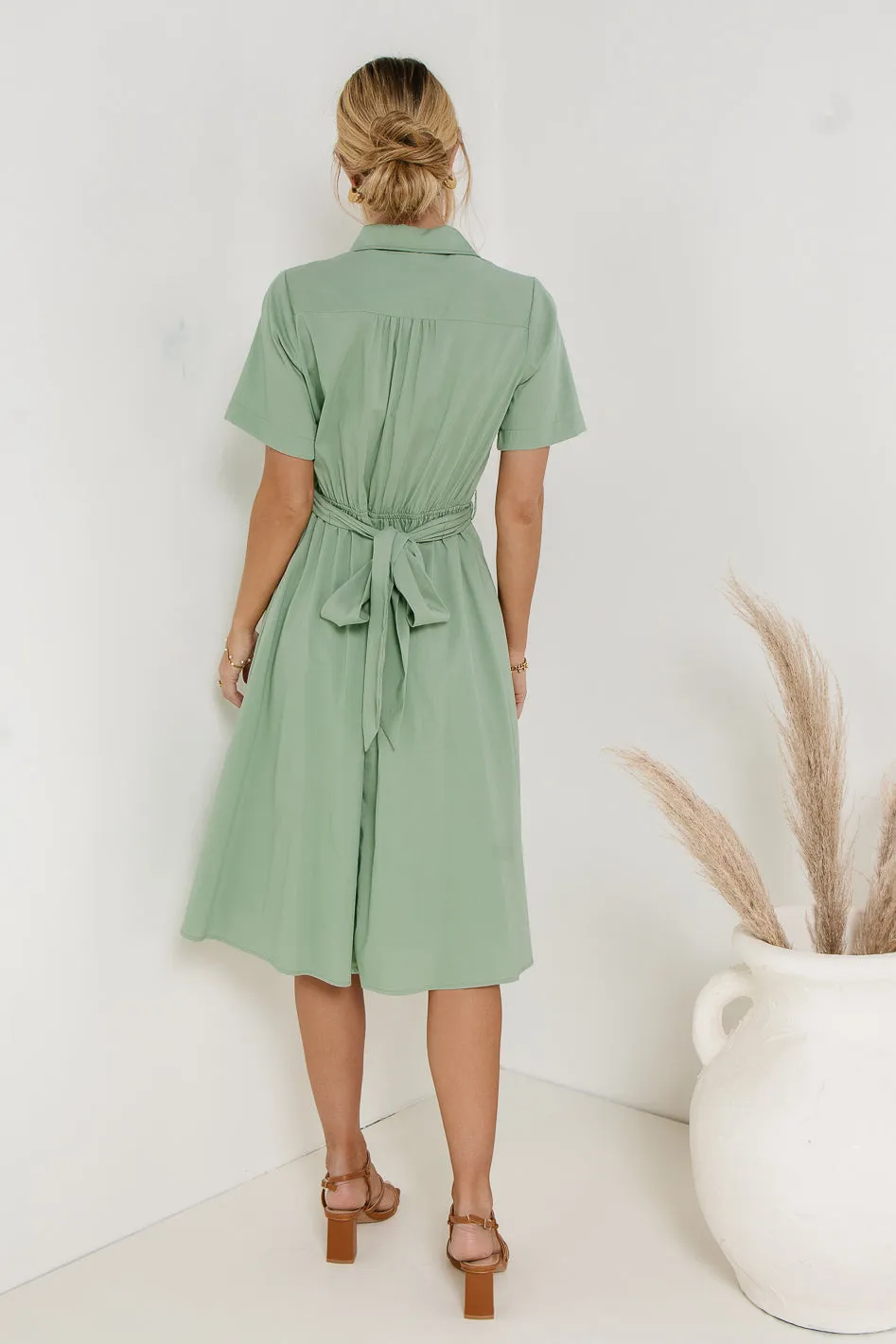Bennett Collared Dress in Sage - FINAL SALE sold by bohme product image thumbnail 4