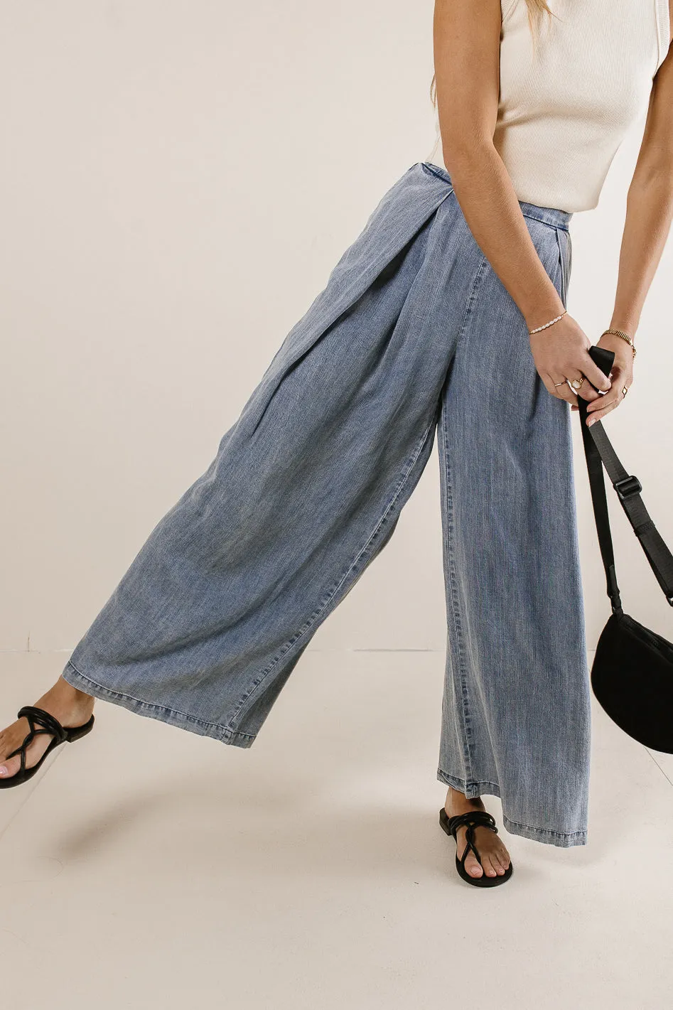Katie Wide Leg Tencel Pants in Denim - FINAL SALE sold by bohme