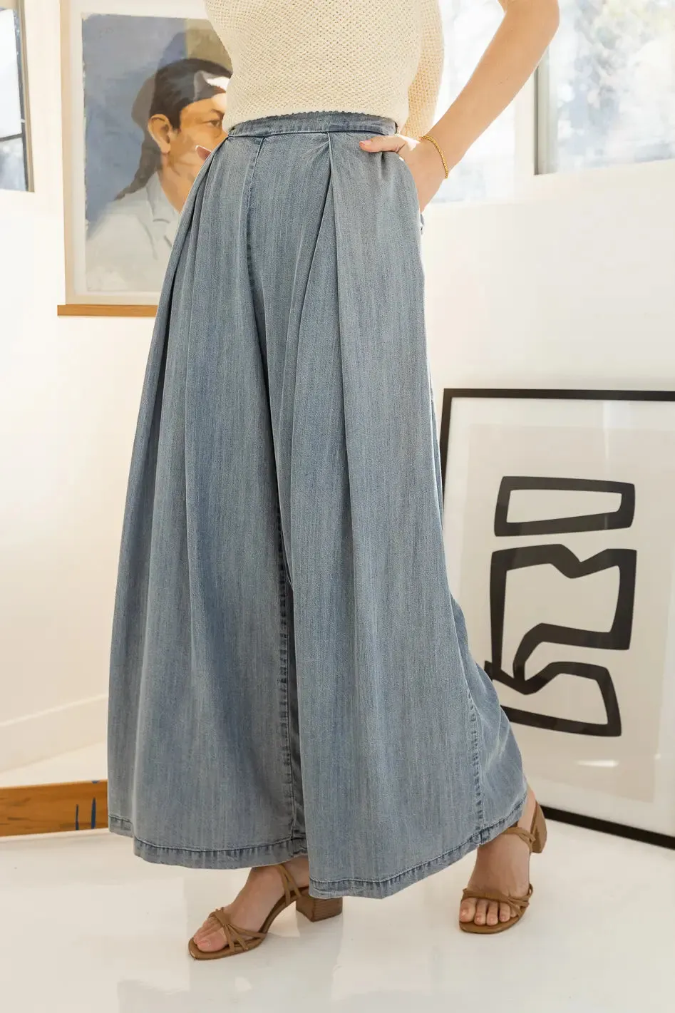 Katie Wide Leg Tencel Pants in Denim - FINAL SALE sold by bohme product image thumbnail 4