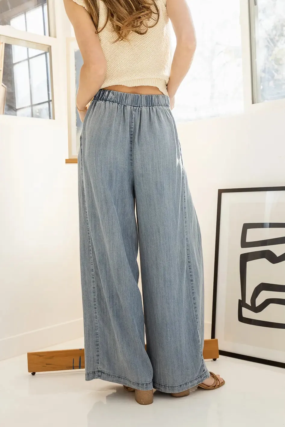 Katie Wide Leg Tencel Pants in Denim - FINAL SALE sold by bohme product image thumbnail 5