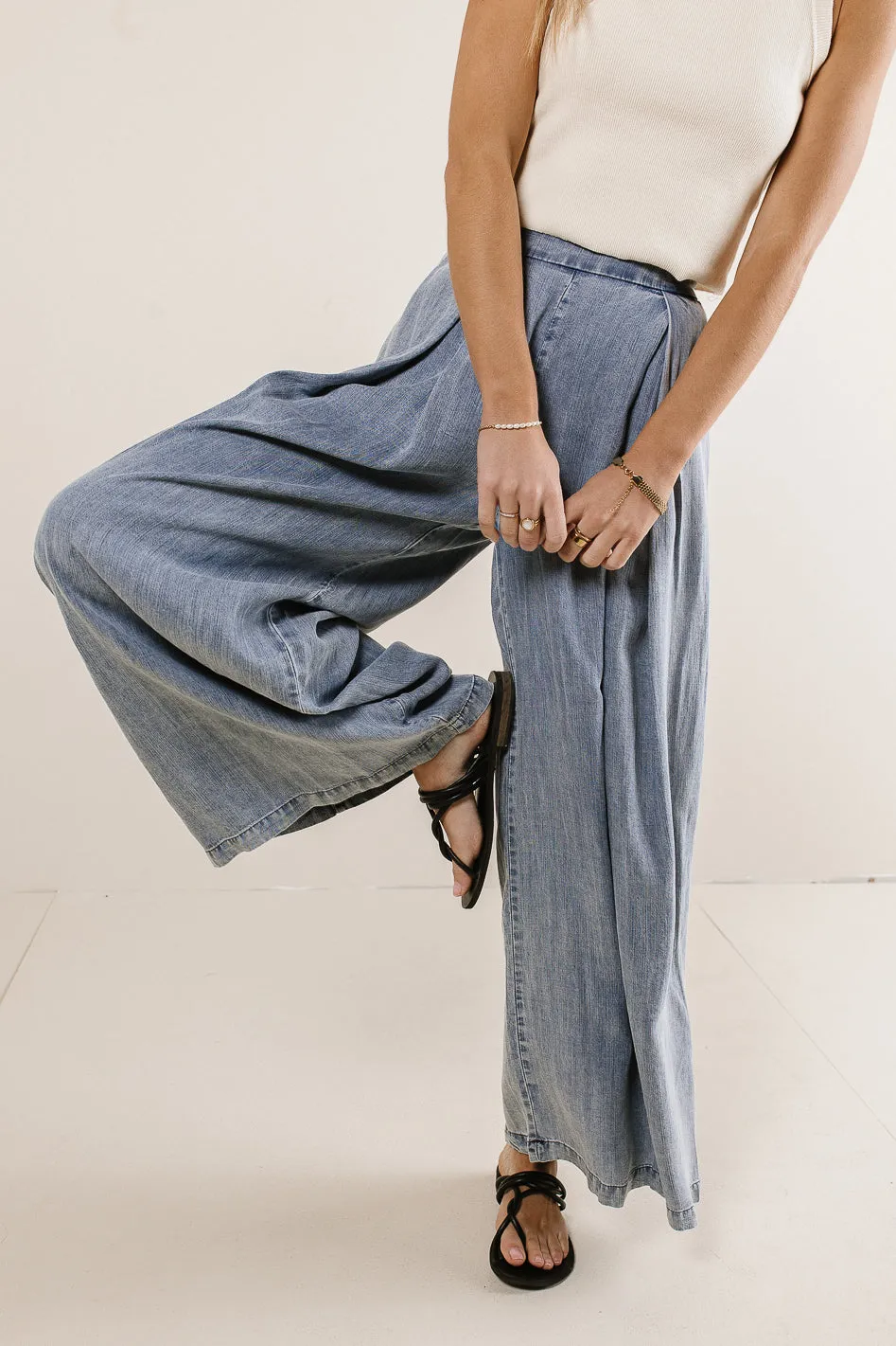 Katie Wide Leg Tencel Pants in Denim - FINAL SALE sold by bohme product image thumbnail 3