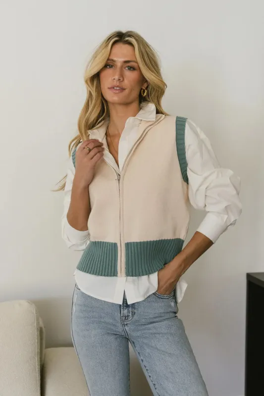 Sophie Colorblock Vest in Natural - FINAL SALE sold by bohme