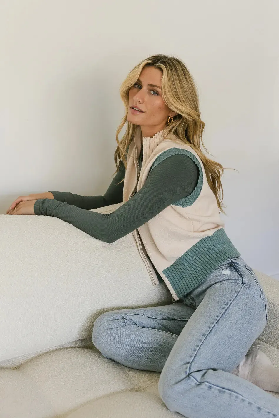 Sophie Colorblock Vest in Natural - FINAL SALE sold by bohme product image thumbnail 3