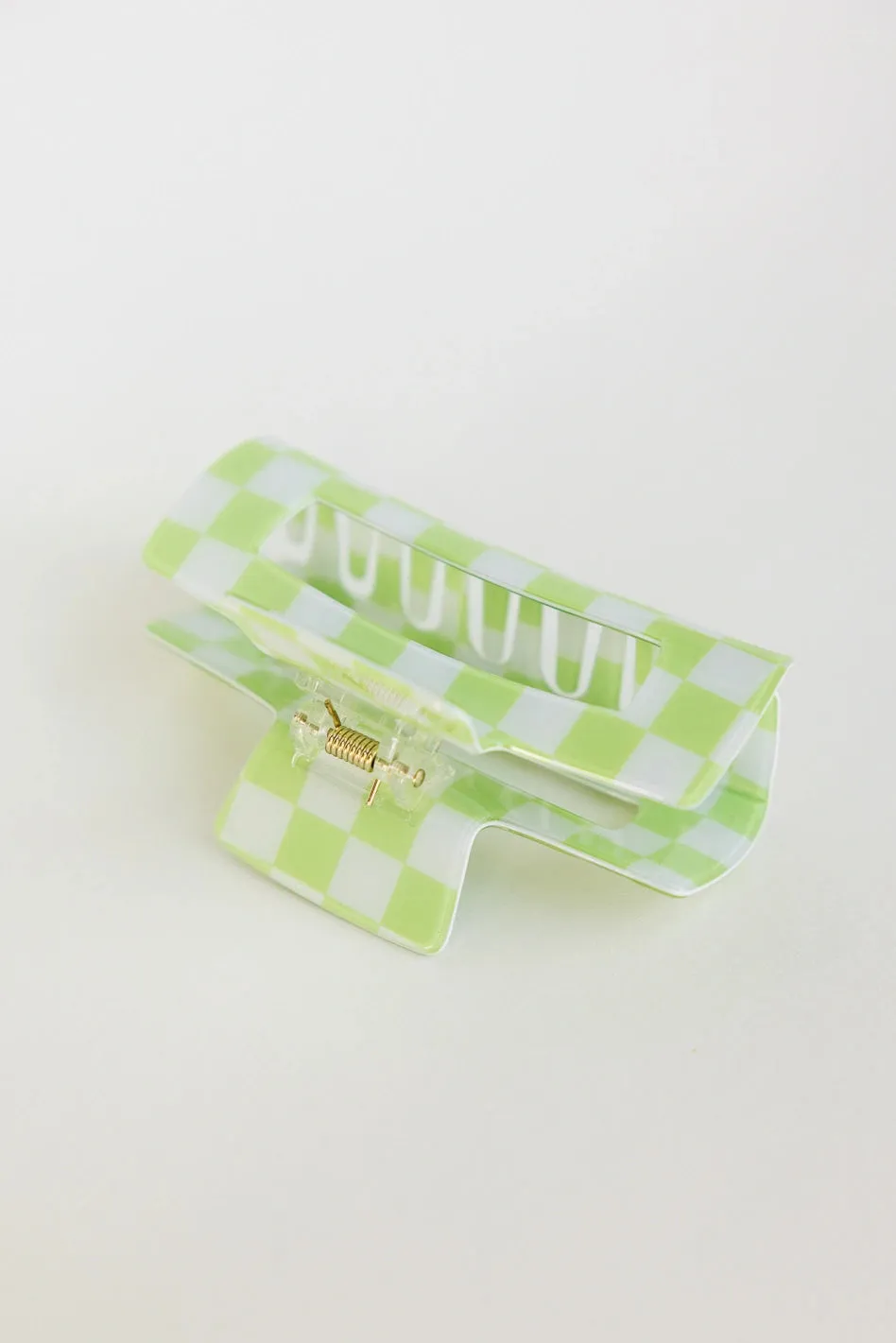 Checkered Rectangle Claw Clip in Mint sold by bohme product image thumbnail 2