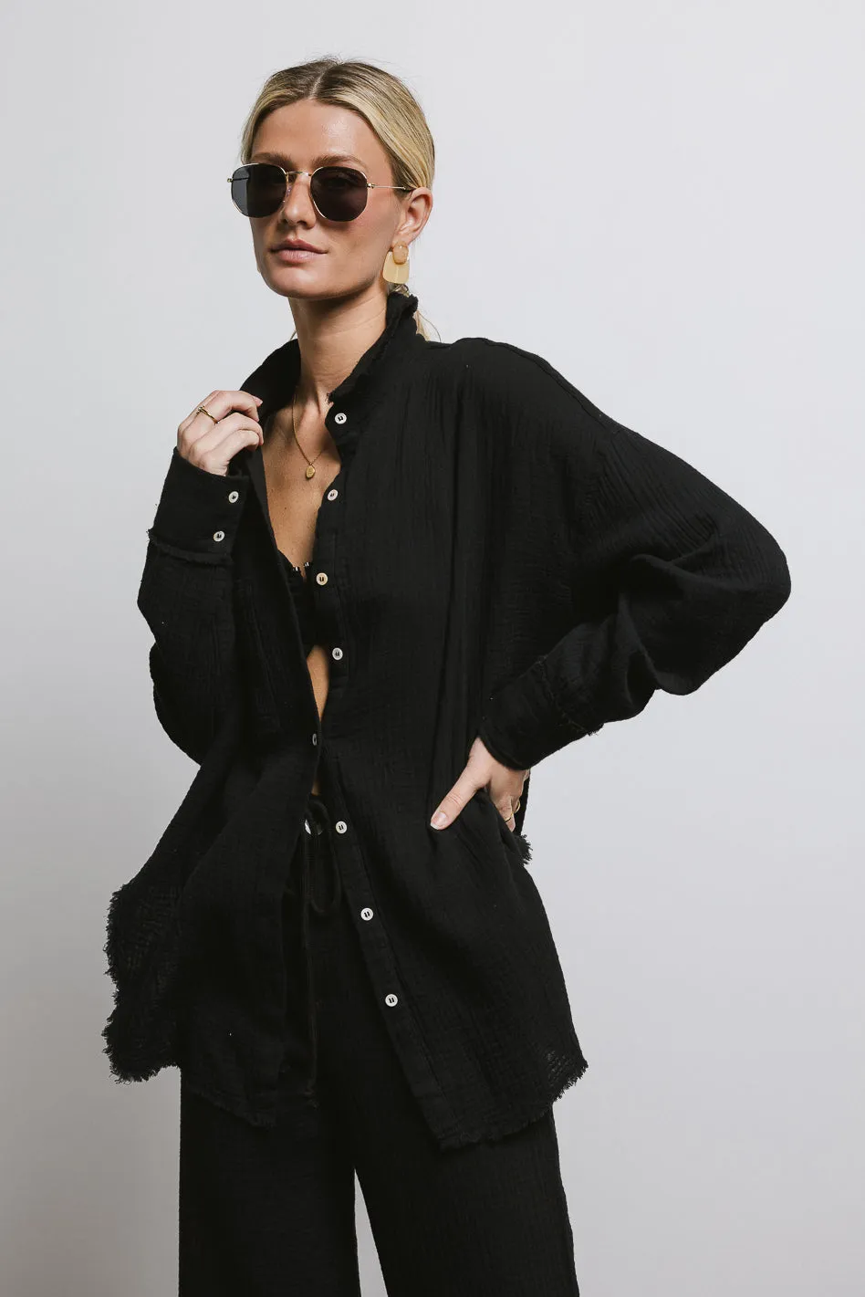 Casey Button Up in Black - FINAL SALE sold by bohme product image thumbnail 5