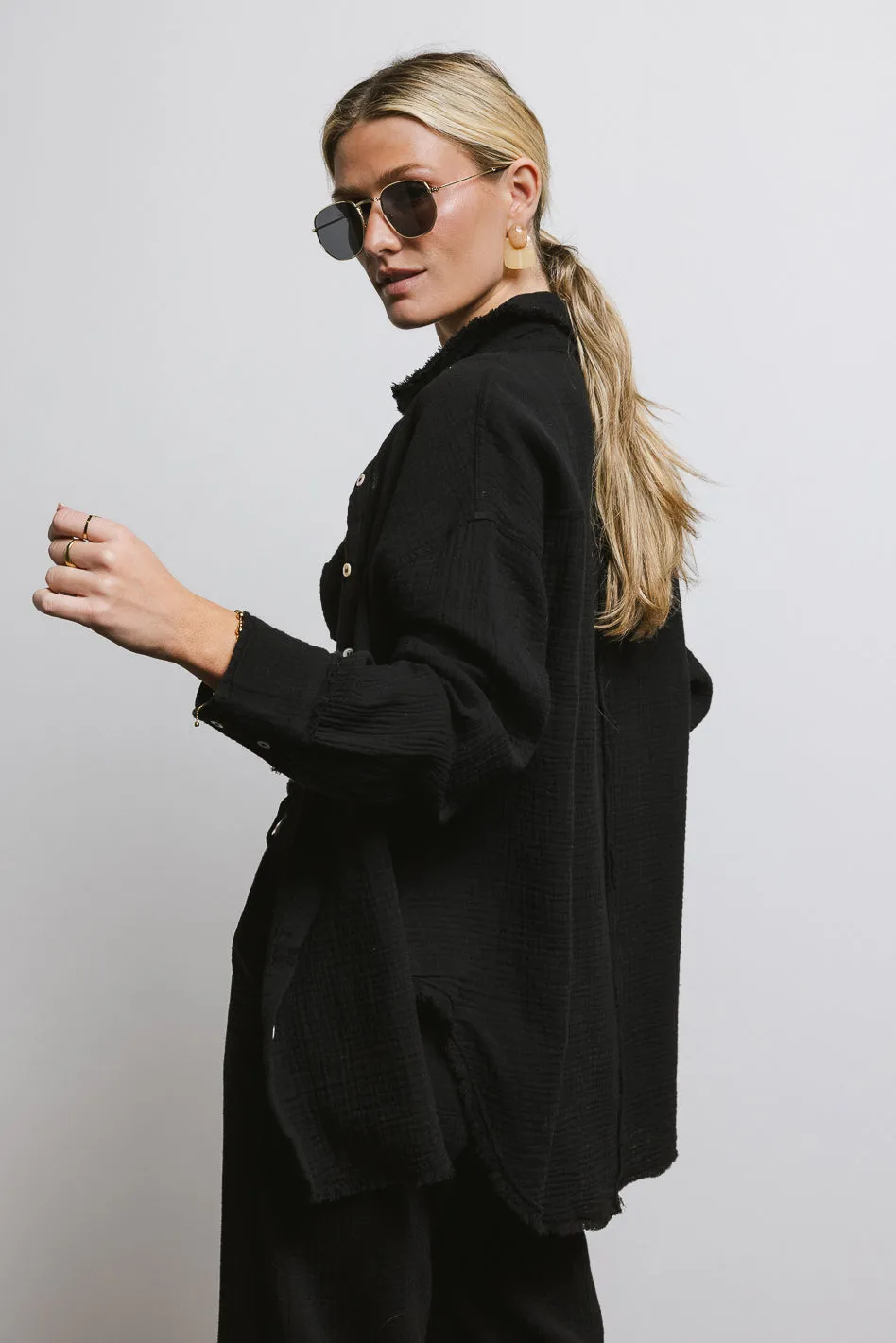 Casey Button Up in Black - FINAL SALE sold by bohme product image thumbnail 4