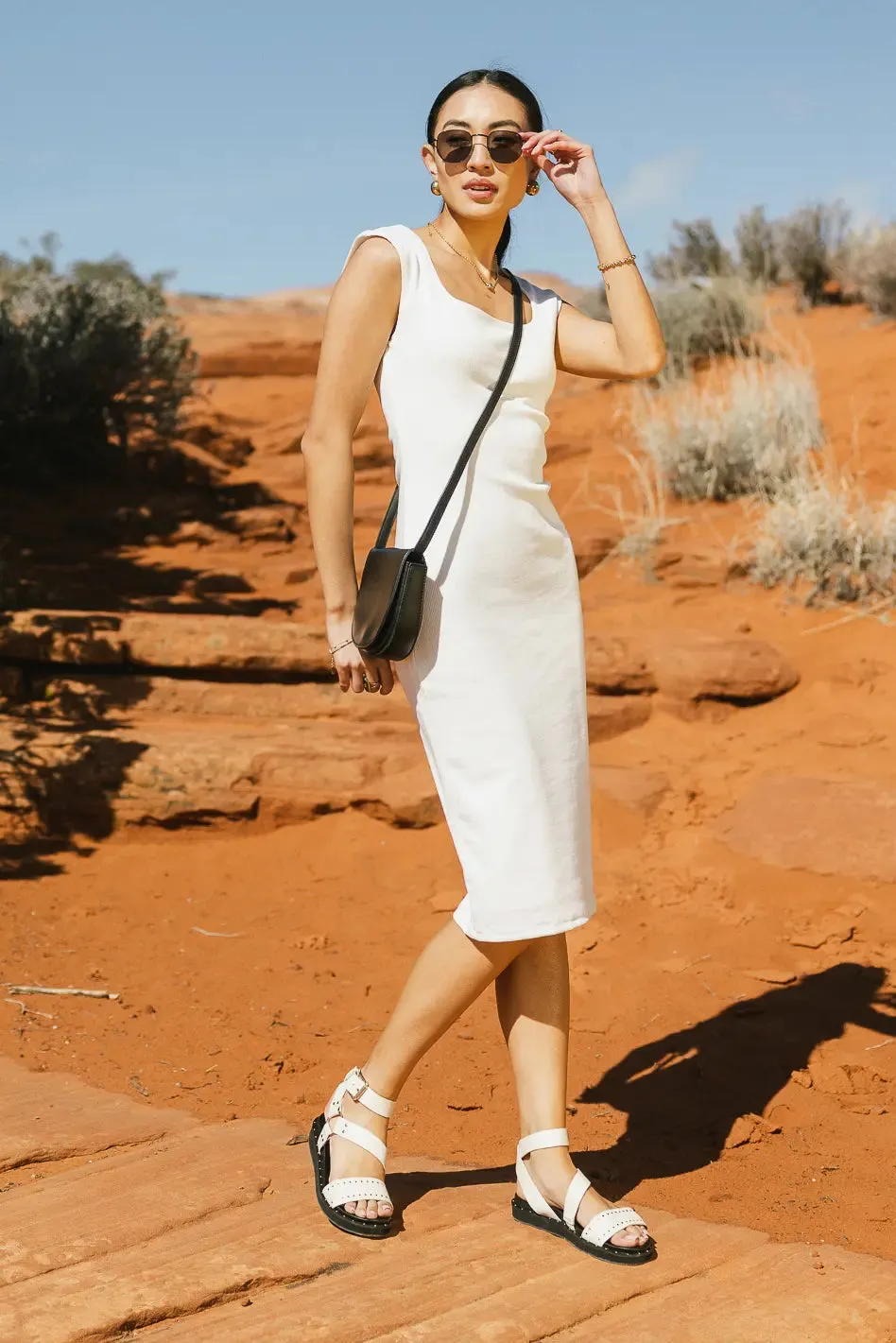 Zarela Ribbed Dress in White - FINAL SALE sold by bohme product image thumbnail 2