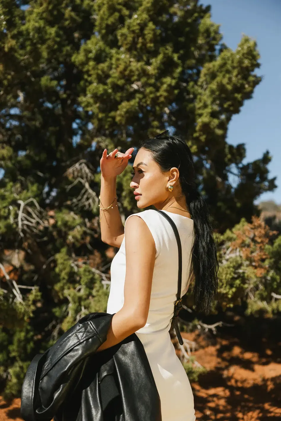 Zarela Ribbed Dress in White - FINAL SALE sold by bohme product image thumbnail 5