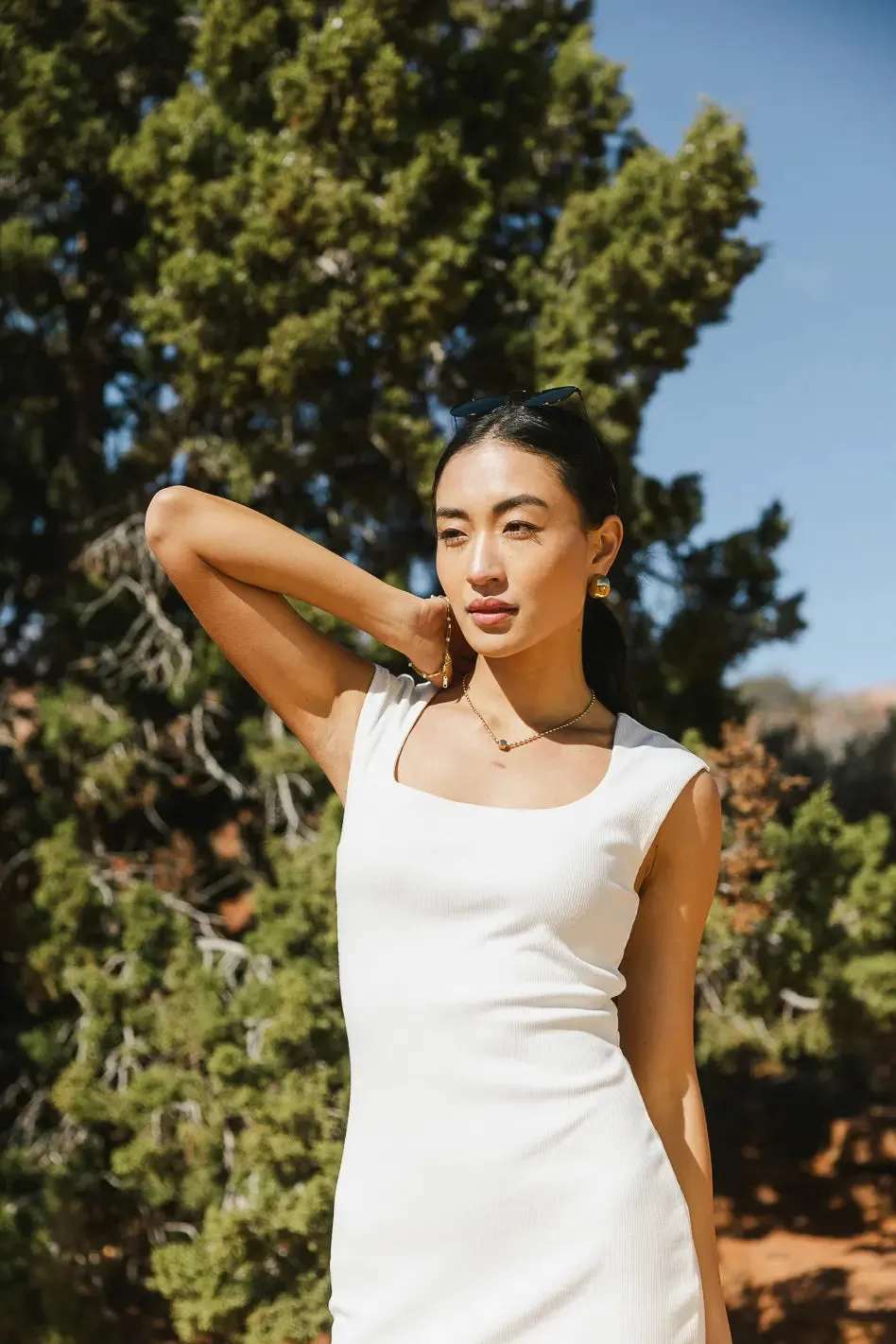 Zarela Ribbed Dress in White - FINAL SALE sold by bohme product image thumbnail 4