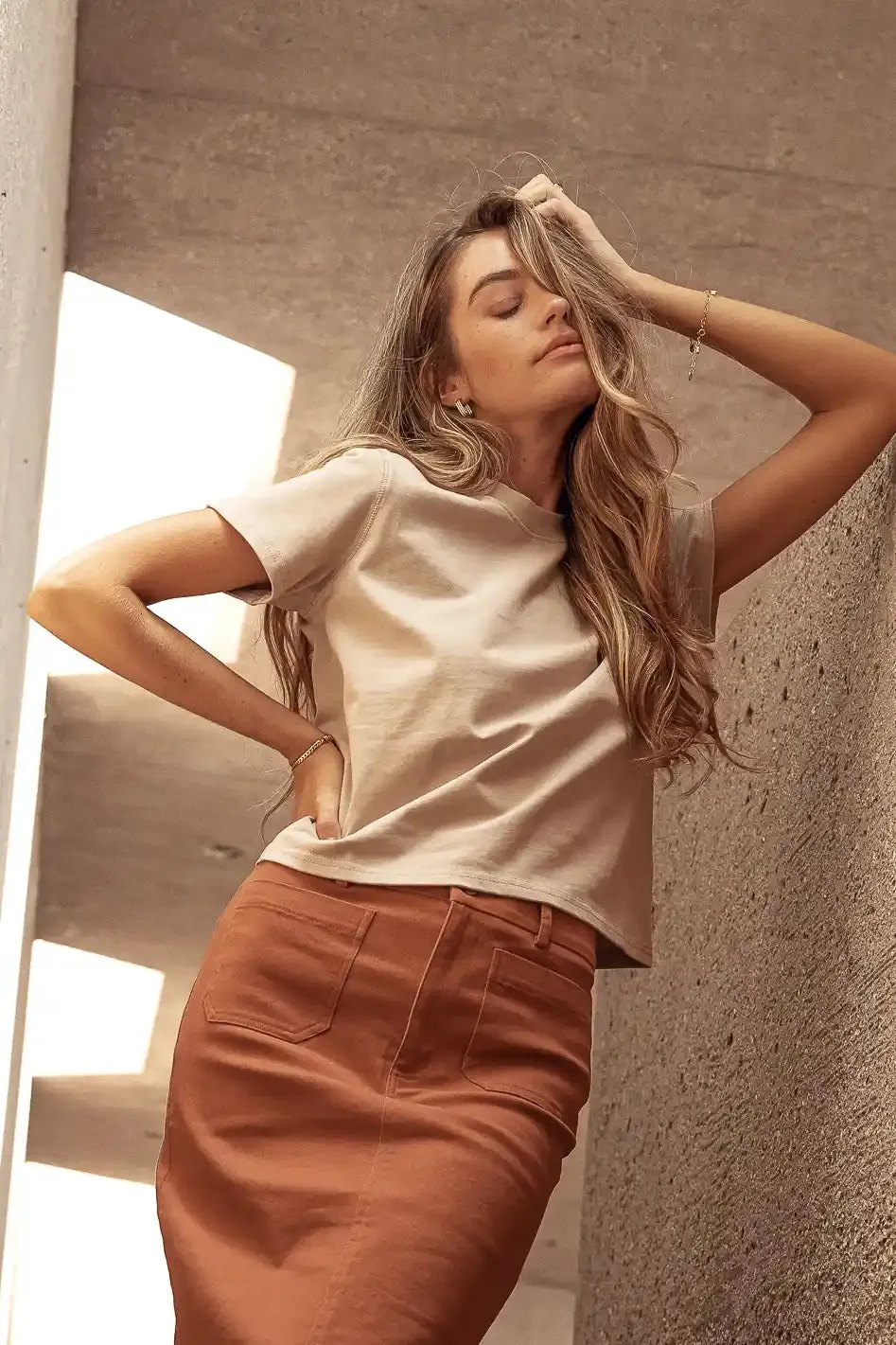 Mason Crewneck T-Shirt in Taupe - FINAL SALE sold by bohme product image thumbnail 5