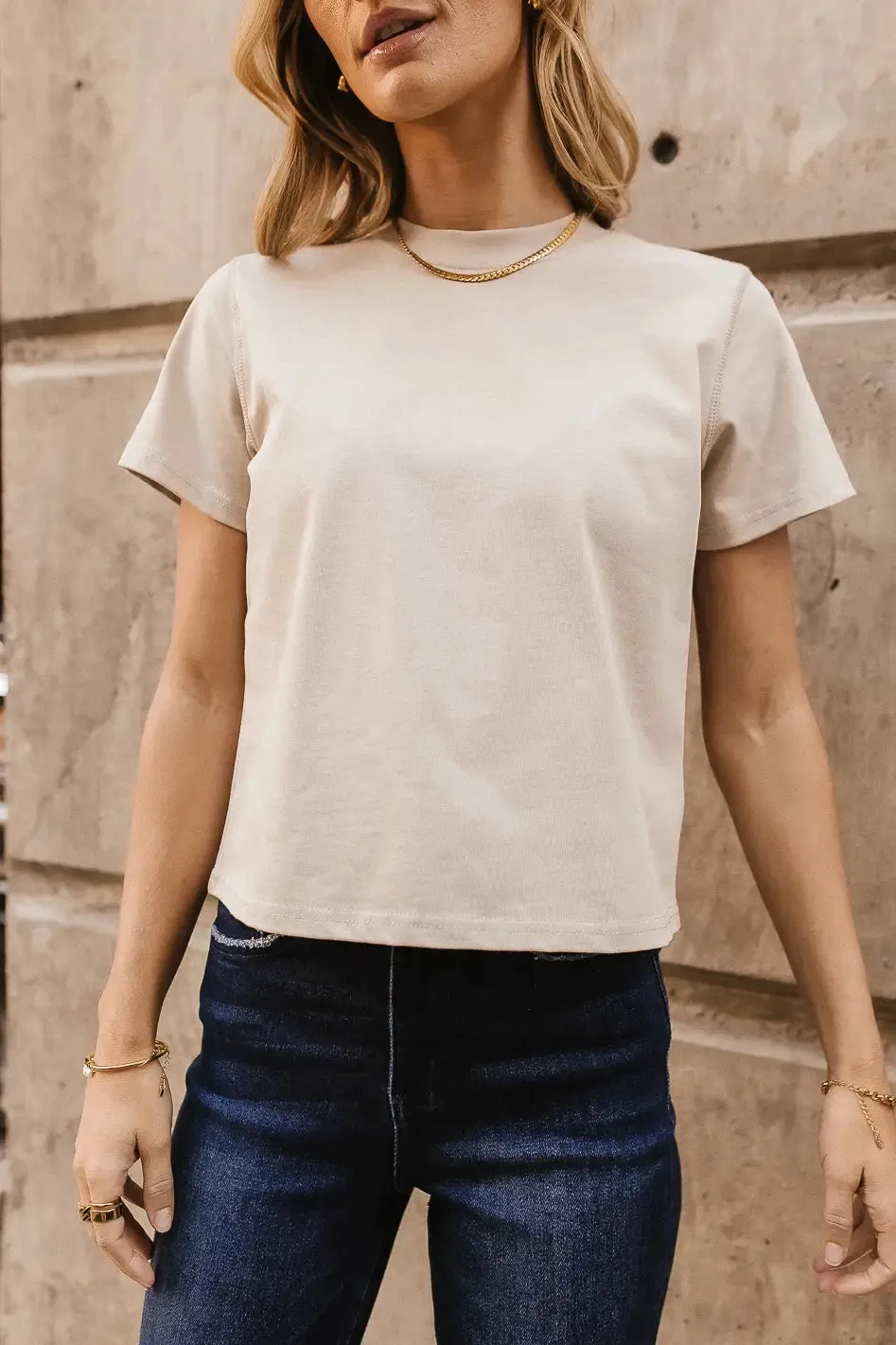 Mason Crewneck T-Shirt in Taupe - FINAL SALE sold by bohme