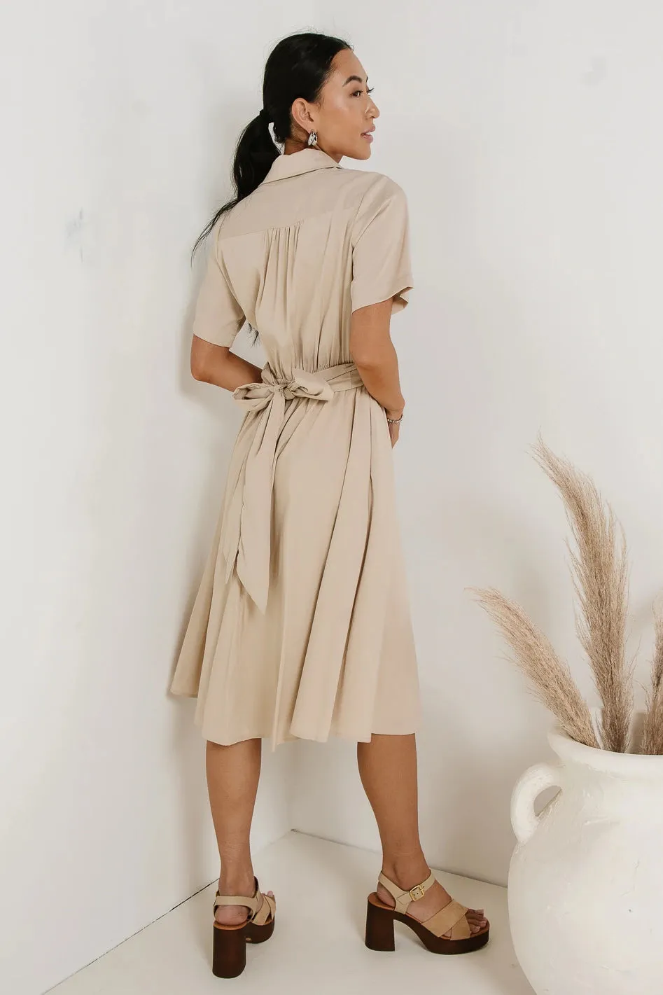 Bennett Collared Dress in Taupe - FINAL SALE sold by bohme product image thumbnail 4