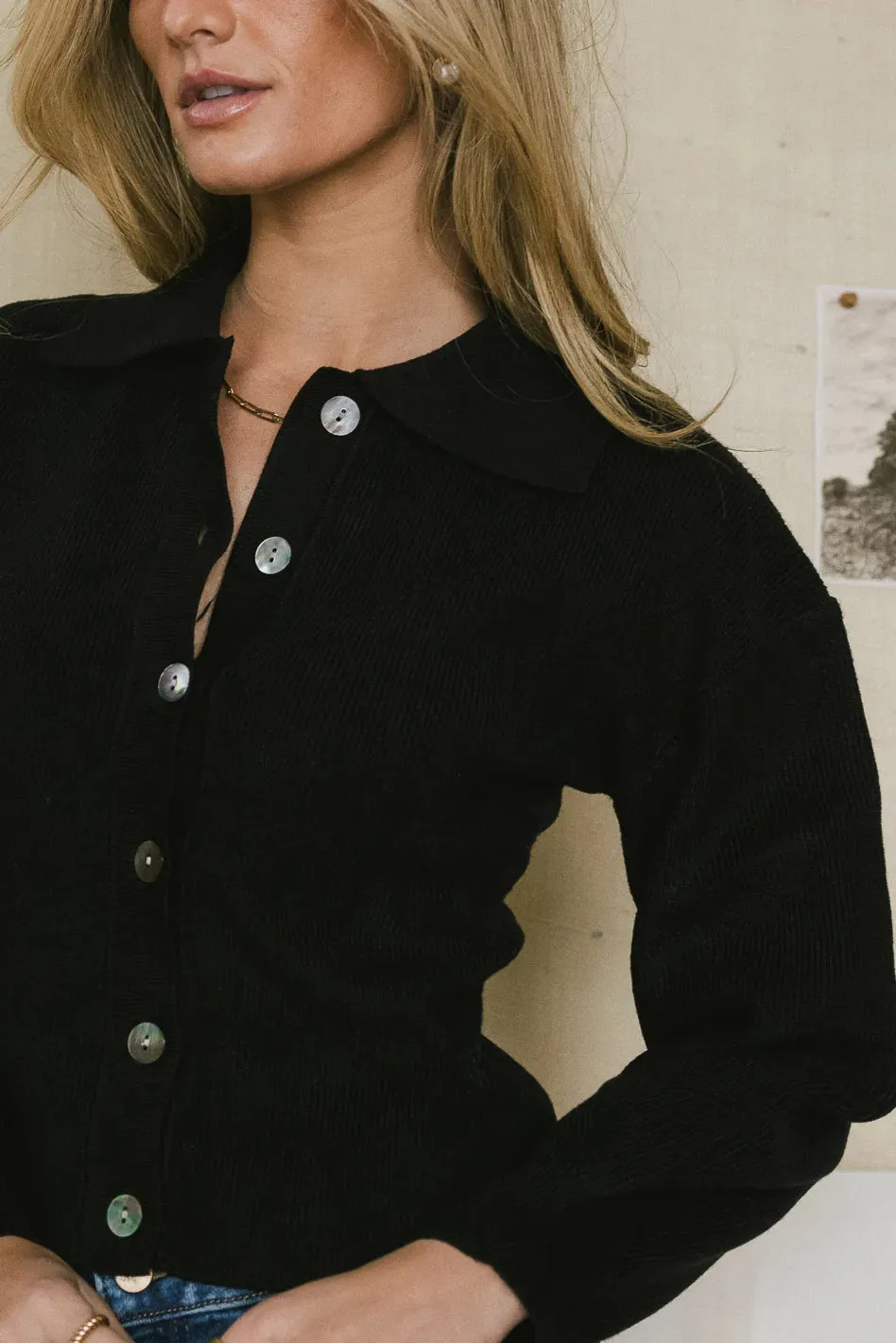 Gianna Ribbed Cardigan in Black - FINAL SALE sold by bohme product image thumbnail 2
