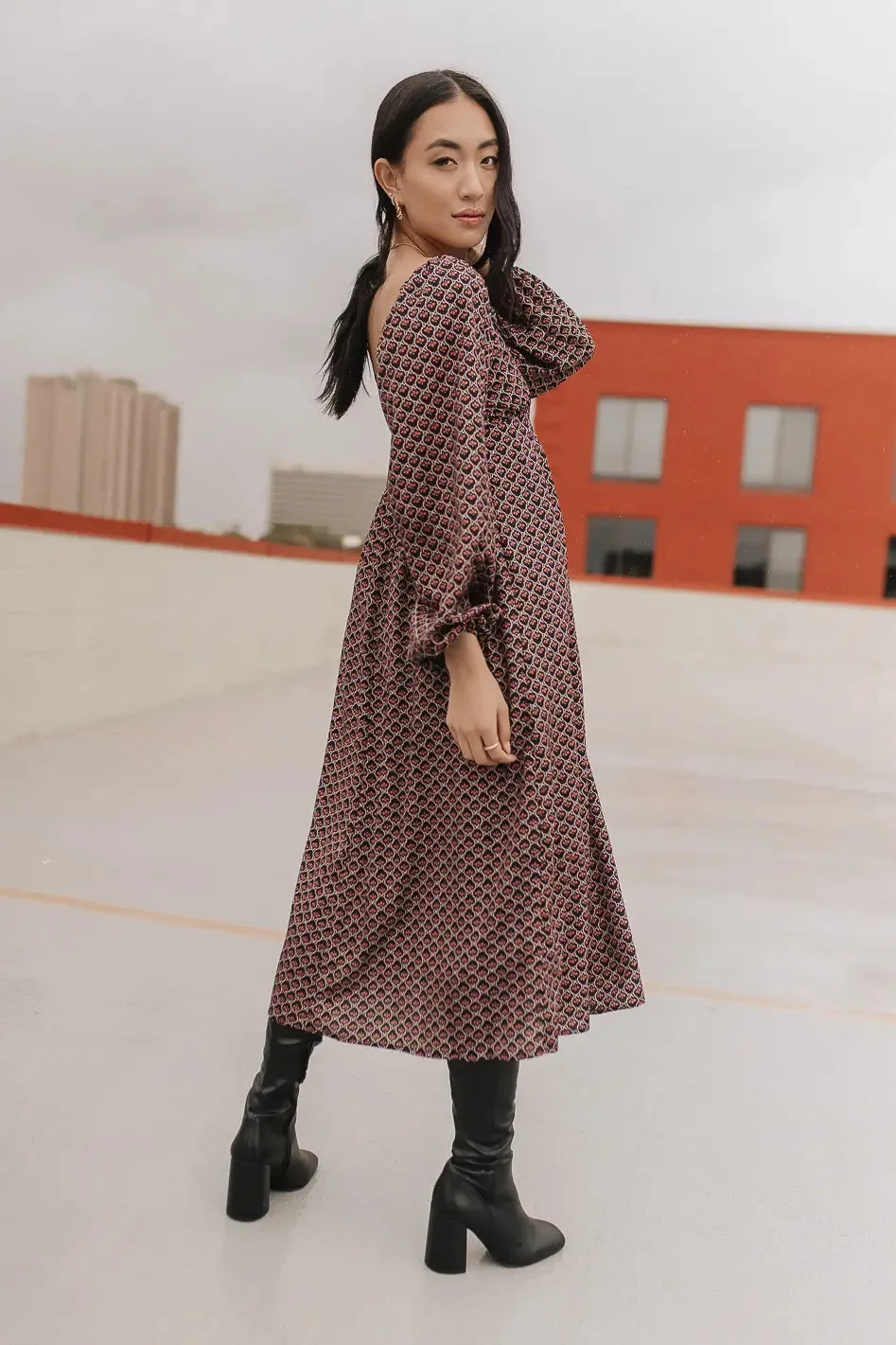 Layne Printed Midi Dress - FINAL SALE sold by bohme product image thumbnail 4